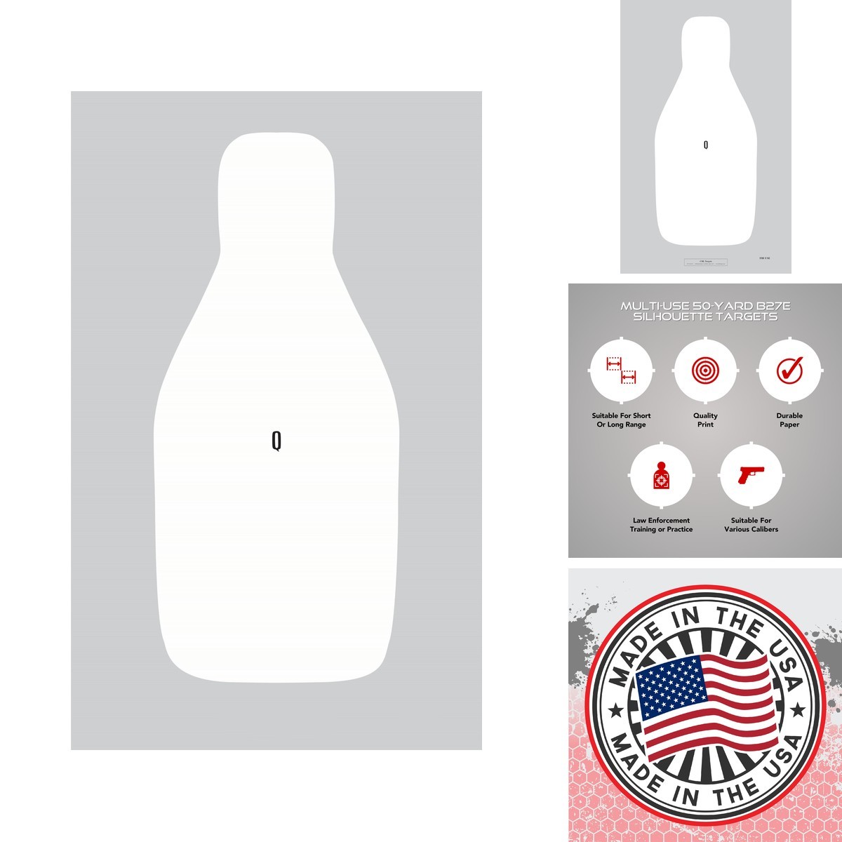 CHLTargets Official FBI-Q Shooting Target, Center Mass Silhouette, 20\