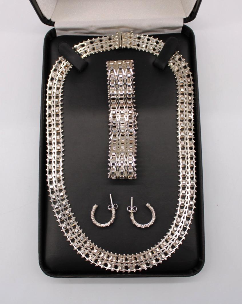 3pc Milor Italy 925 Sterling Silver Jewelry Set