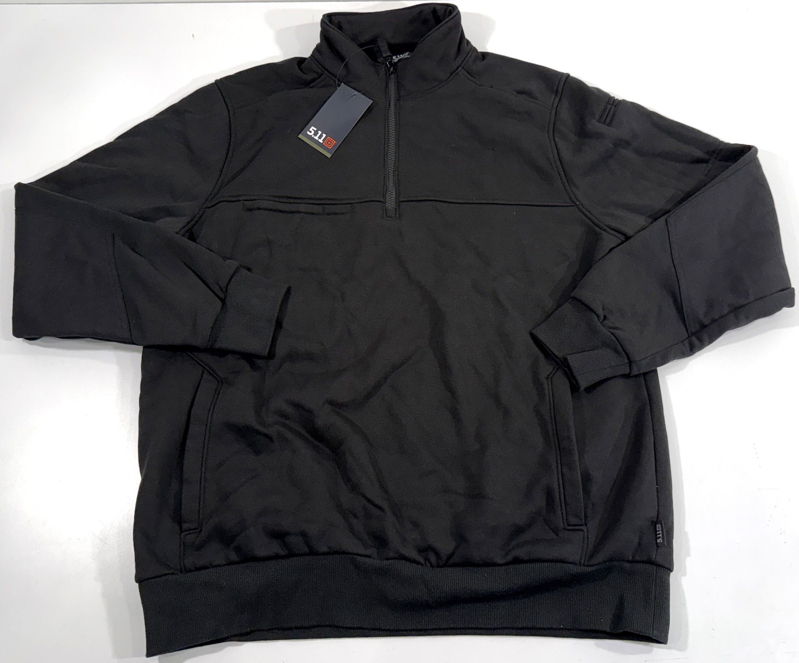 NWT LARGE 5.11 TACTICAL MENS JOB SHIRT 1/4 ZIP 2.0 72534 BLACK PATCHES REMOVED