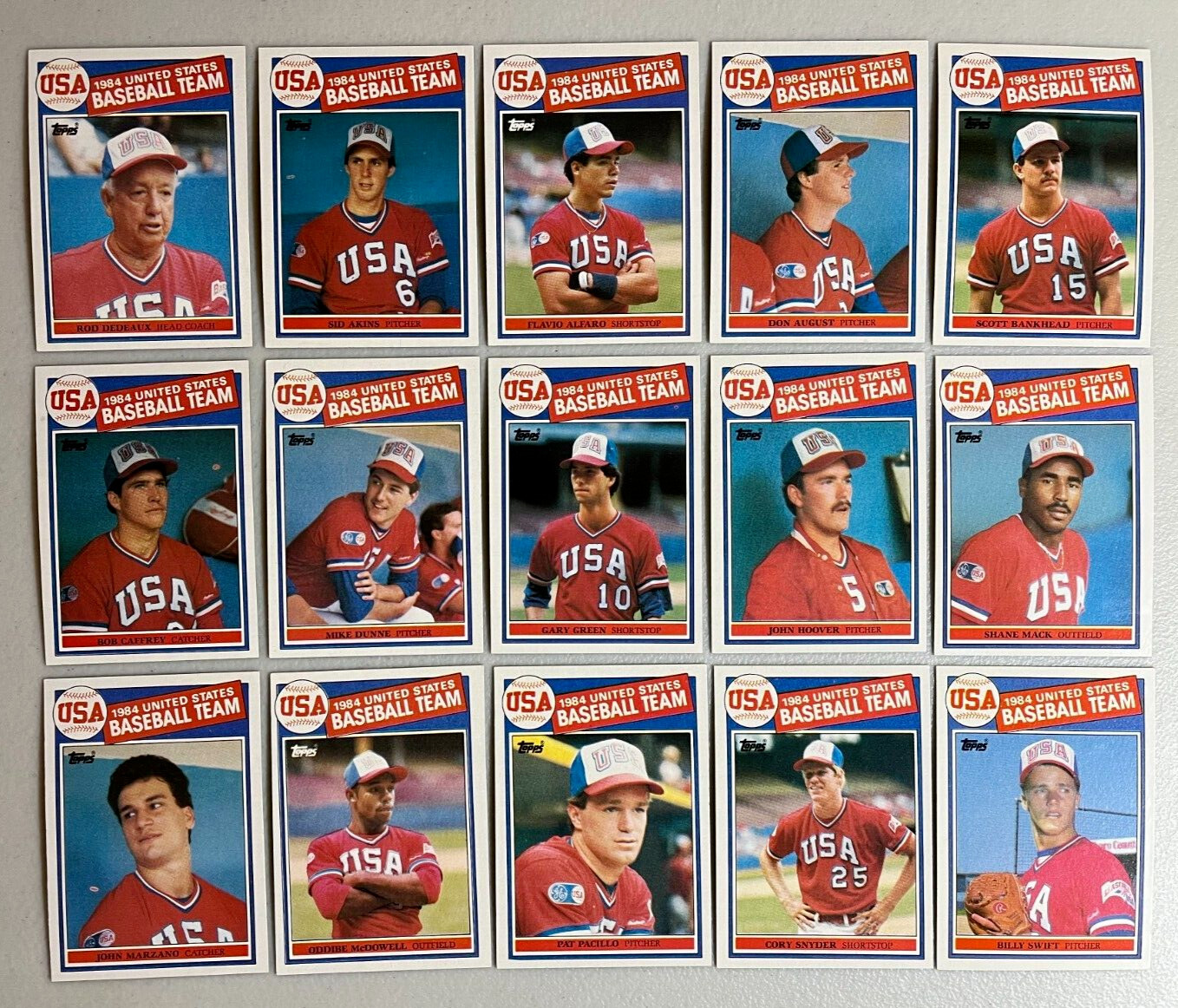 1985 Topps USA OLYMPIC Team Set 15 cards MINT MINUS MCGWIRE 1985 Topps USA OLYMPIC Team Set 15 cards MINT MINUS MCGWIRE