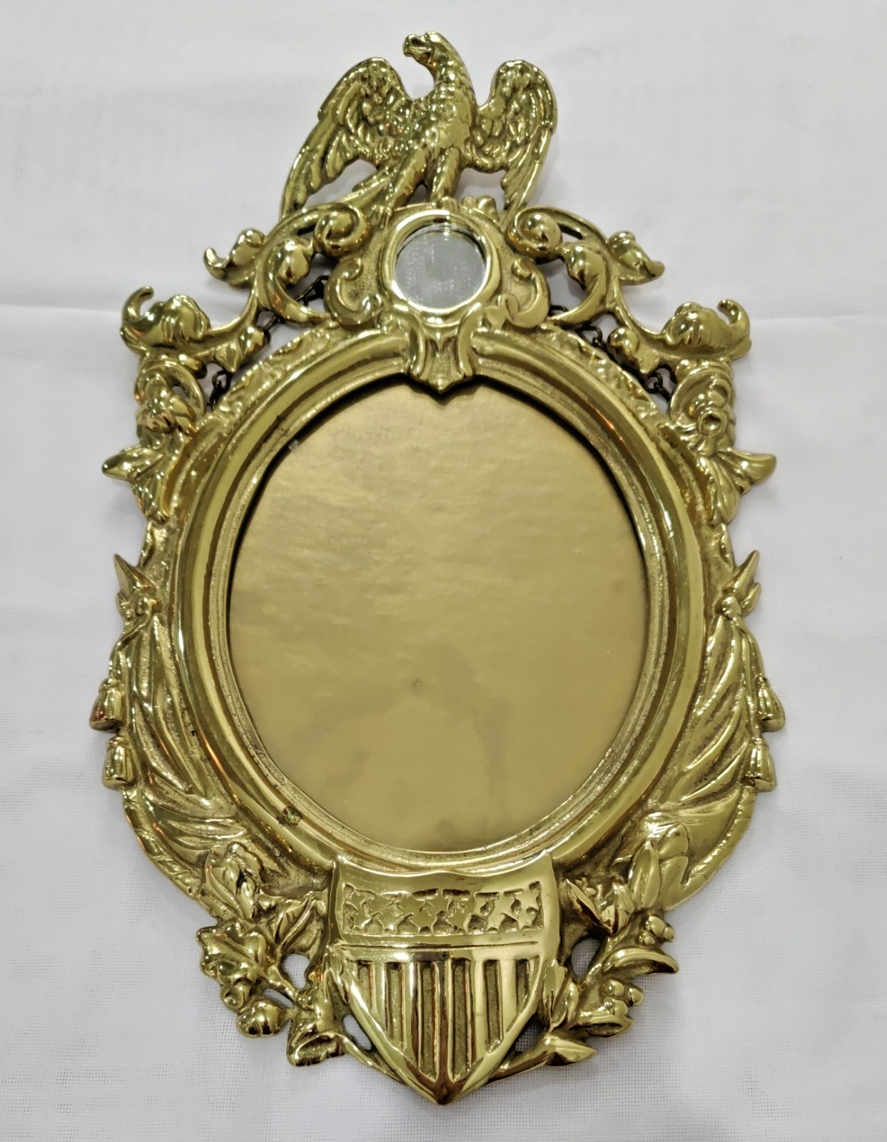 VTG Cast Solid Brass Federal Eagle & Shield Wall DBL Mirror Frame (needs mirror)