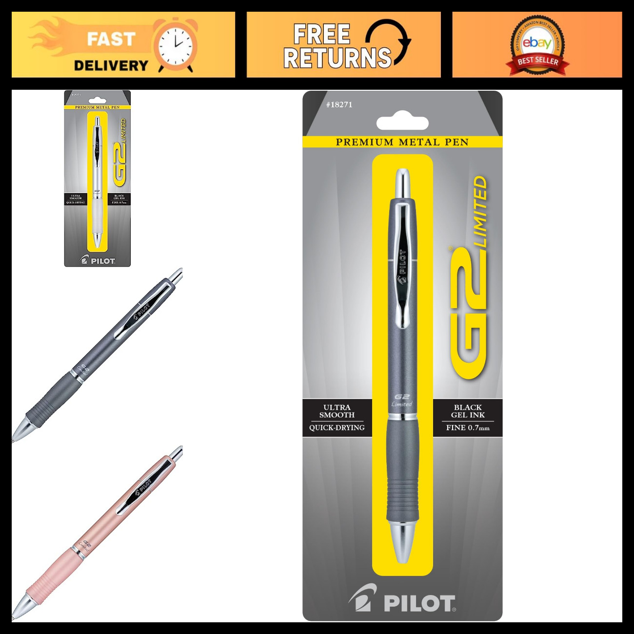 Premium Metal Gel Pen, Fine Point 0.7mm, Assorted Colors, Black Ink, Smooth Writ Premium Metal Gel Pen, Fine Point 0.7mm, Assorted Colors, Black Ink, Smooth Writ