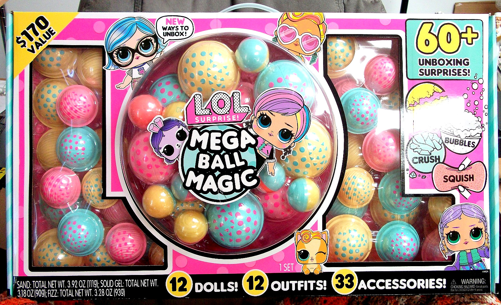 New LOL Surprise Mega Ball Magic Set 12 Dolls + 12 Outfits + 33 Accessories Case