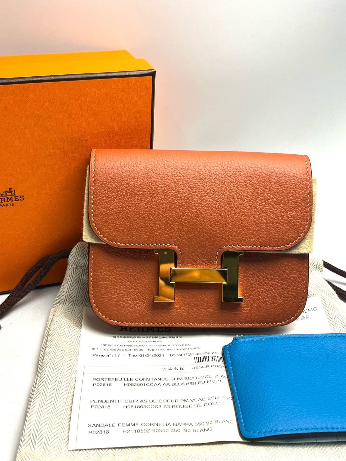 HERMES Constance Slim Cognac Leather Gold HW Belt Bag Duty Paid