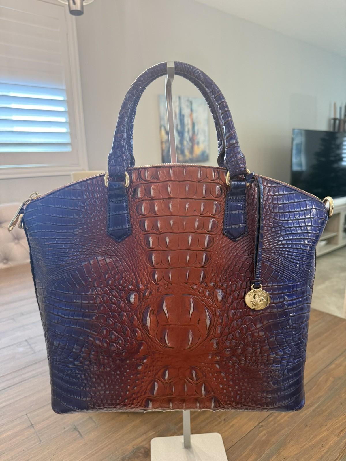 Brahmin Duxbury Melbourne Satchel Purple Wine Ombre Croc Embossed Bag Handbag Brahmin Duxbury Melbourne Satchel Purple Wine Ombre Croc Embossed Bag Handbag