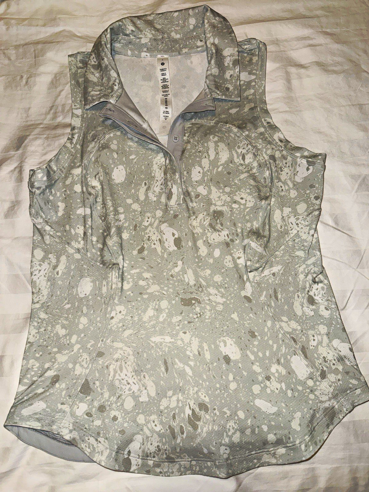 lululemon athletica Light Gray Marbled Sleeveless Polo Tank