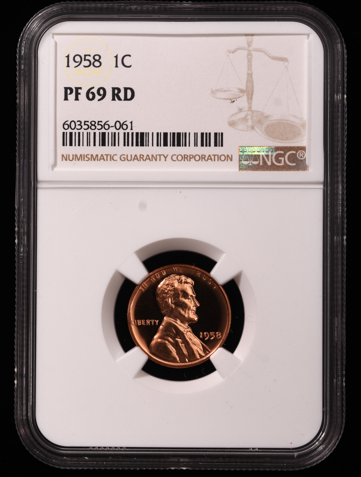 1958 Proof Lincoln Wheat Cent 1c Certified by NGC PF69 RD