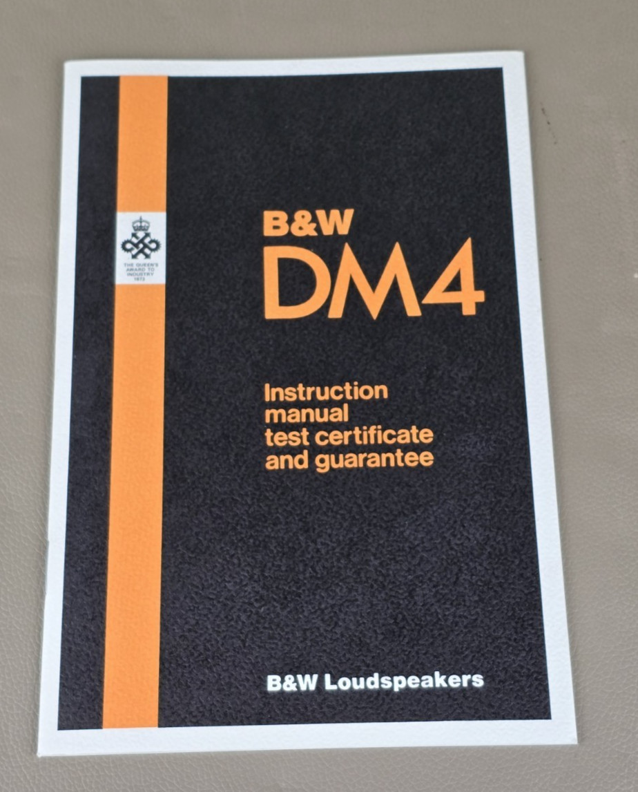 B&W DM4 Instruction Manual D-6016 B&W DM4 Instruction Manual D-6016