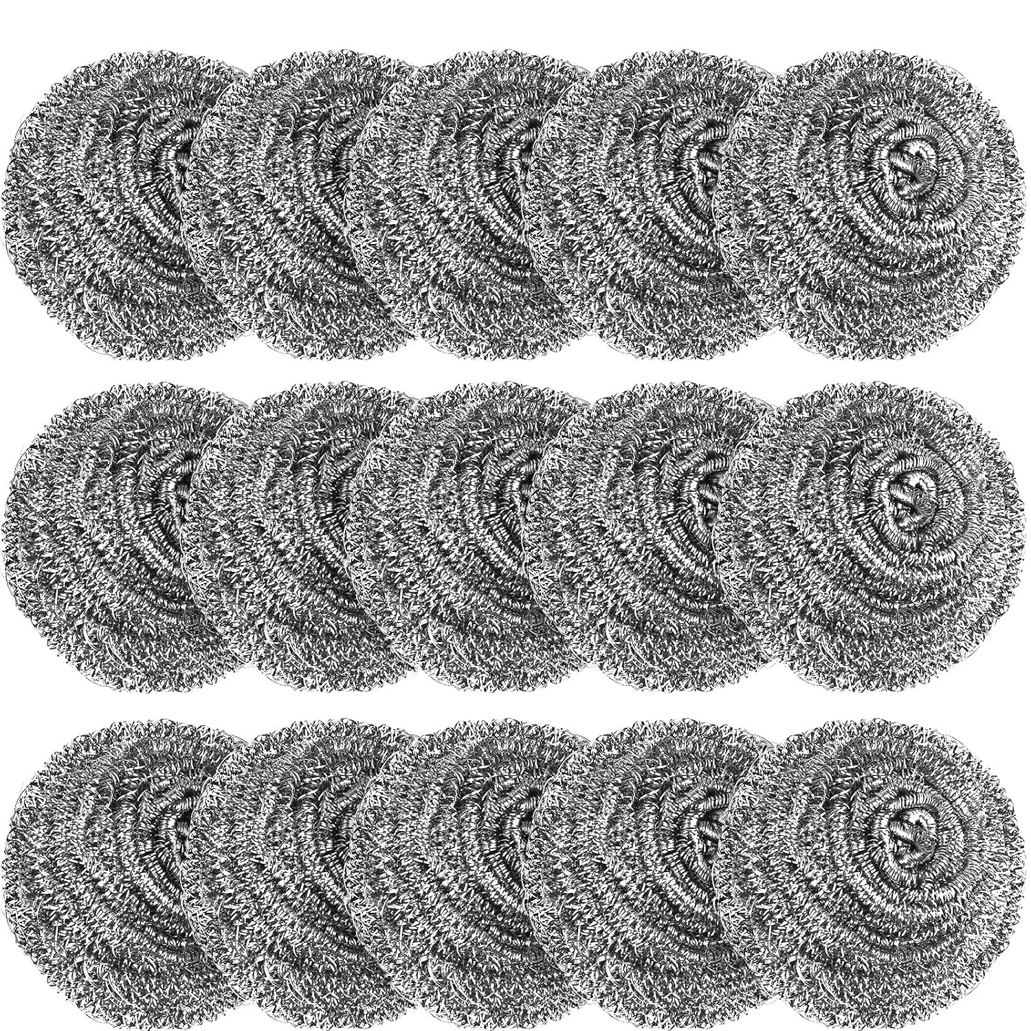15 Pack Steel Wool Scrubber, Metal Kitchen Scrubbing Sponges, Dishwashing Scouri
