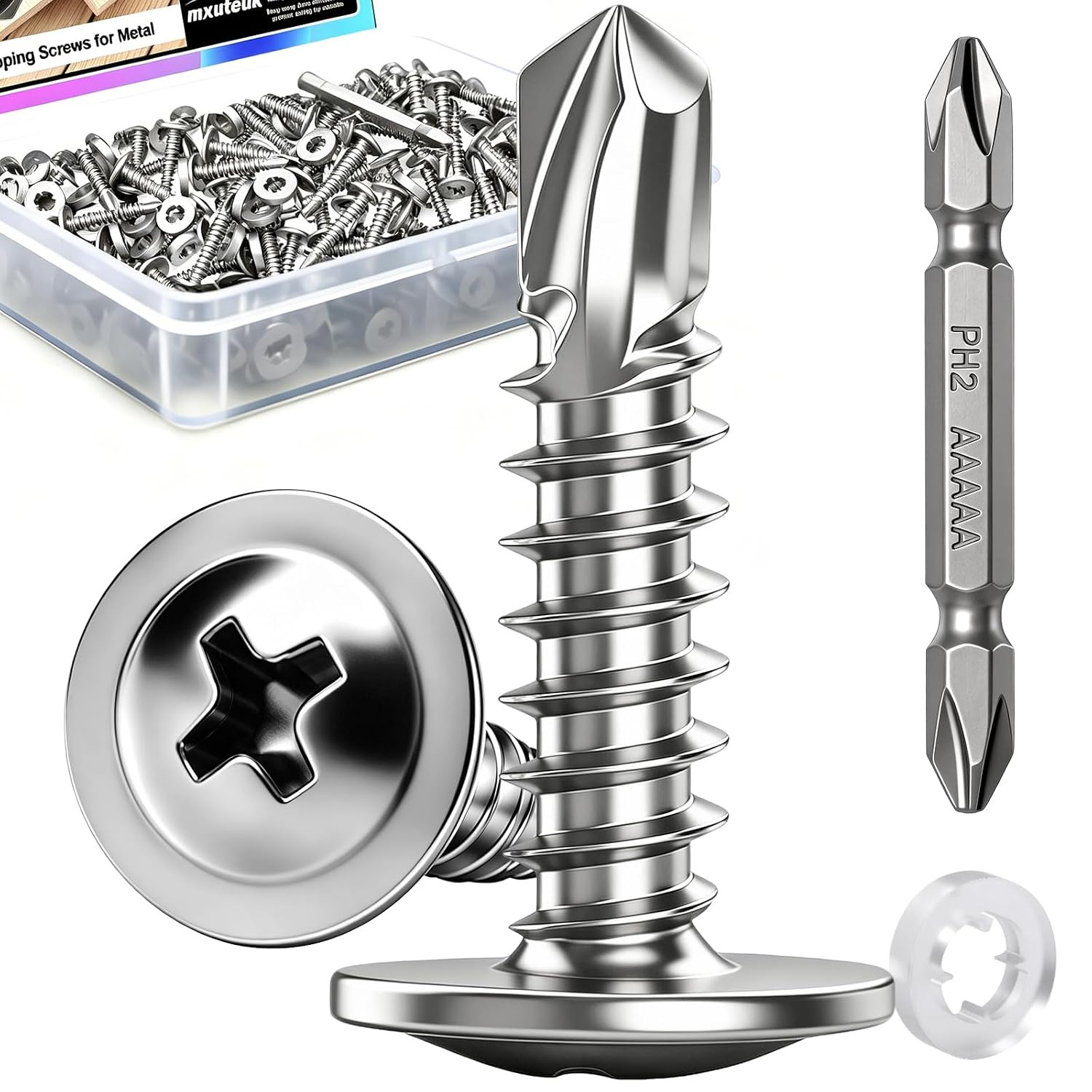 420PCS #8 x 3/4 Self Tapping Screws 410 Stainless Steel Sheet Metal
