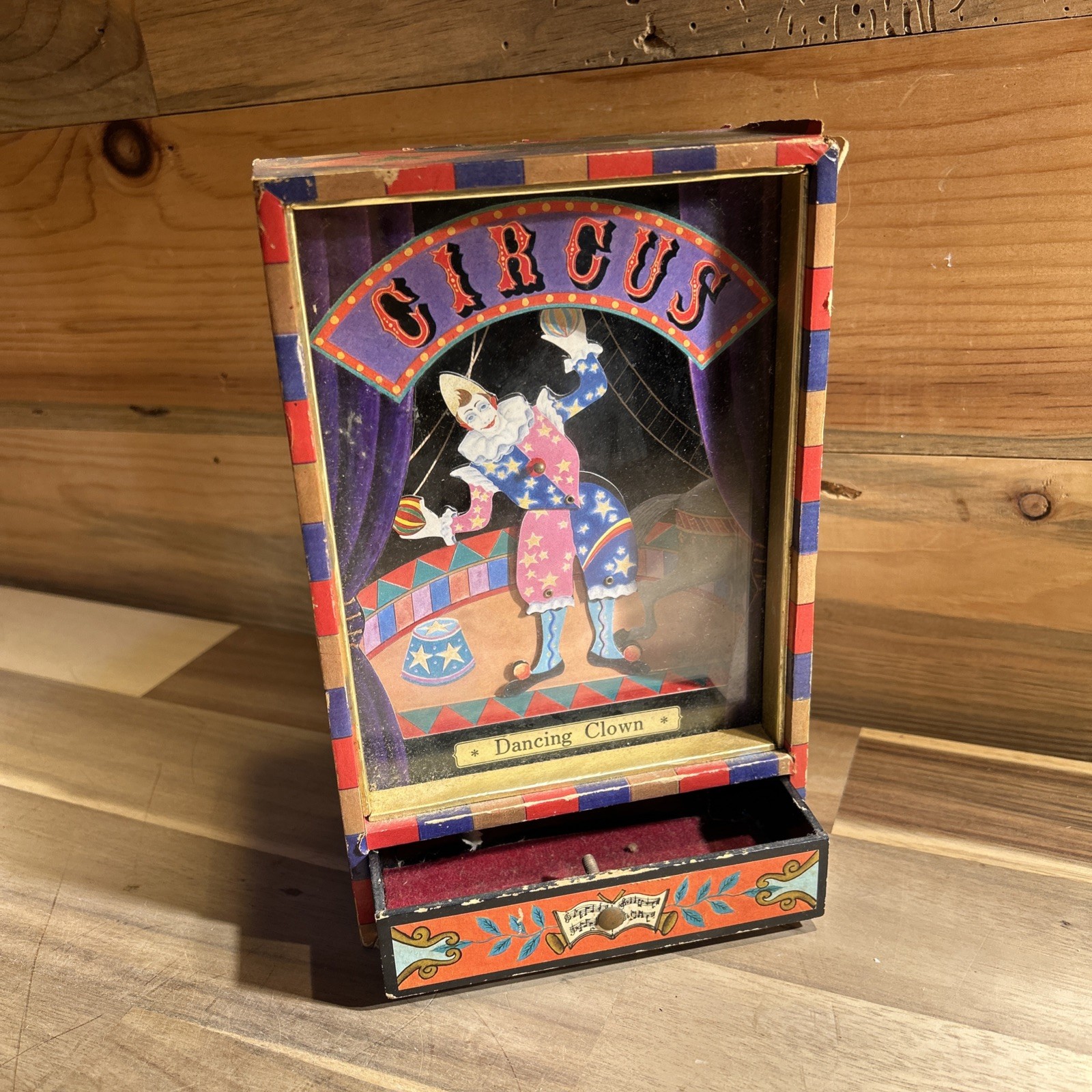 Vintage “Koji Murai”DANCINGCLOWN Mechanical Dancing ShowJewelry  Box with Drawer