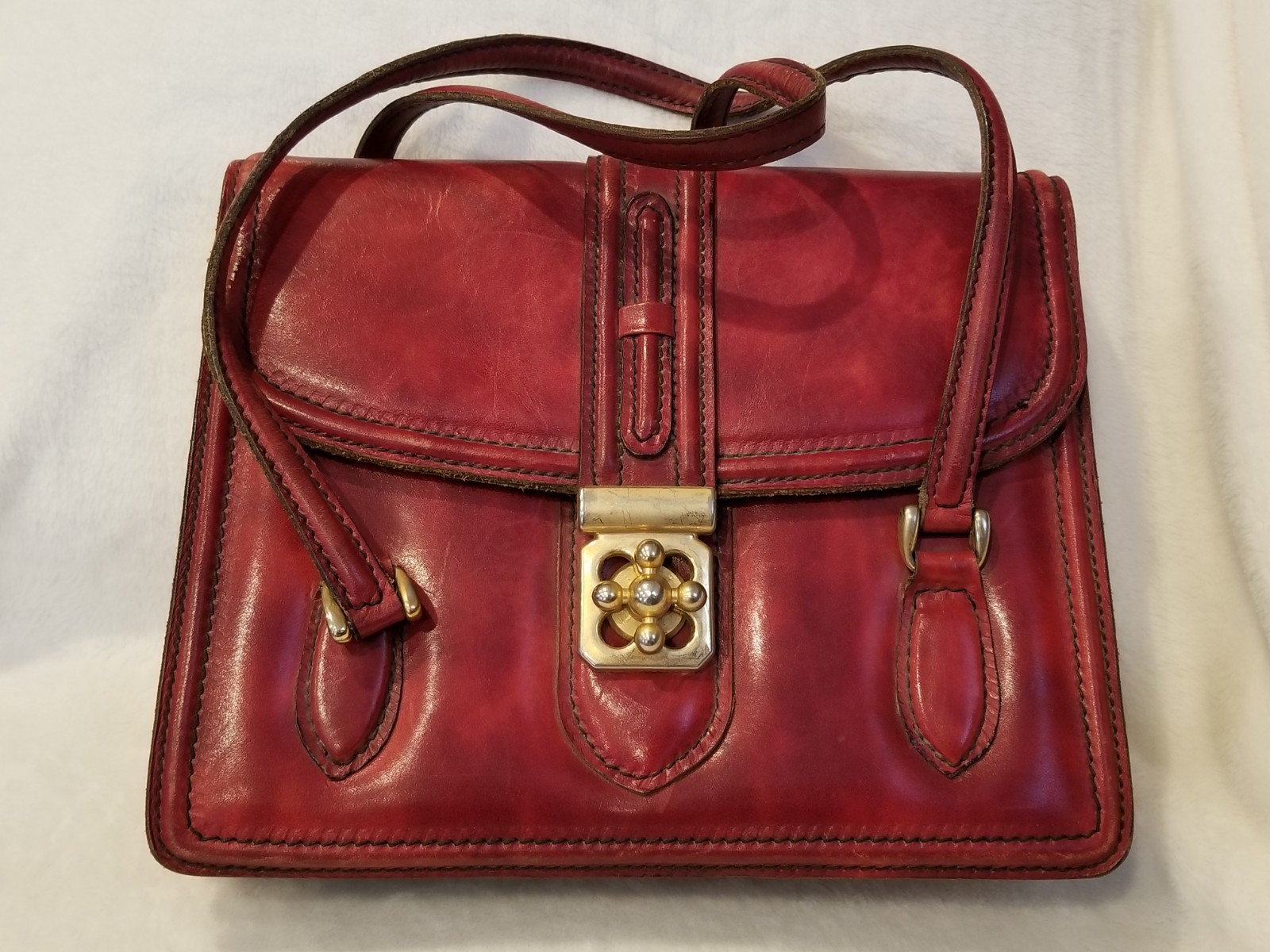 Vintage 1960s Pelletteria Clara Firenze Red Bag Descagni Lock Italy Italian Made Vintage 1960s Pelletteria Clara Firenze Red Bag Descagni Lock Italy Italian Made