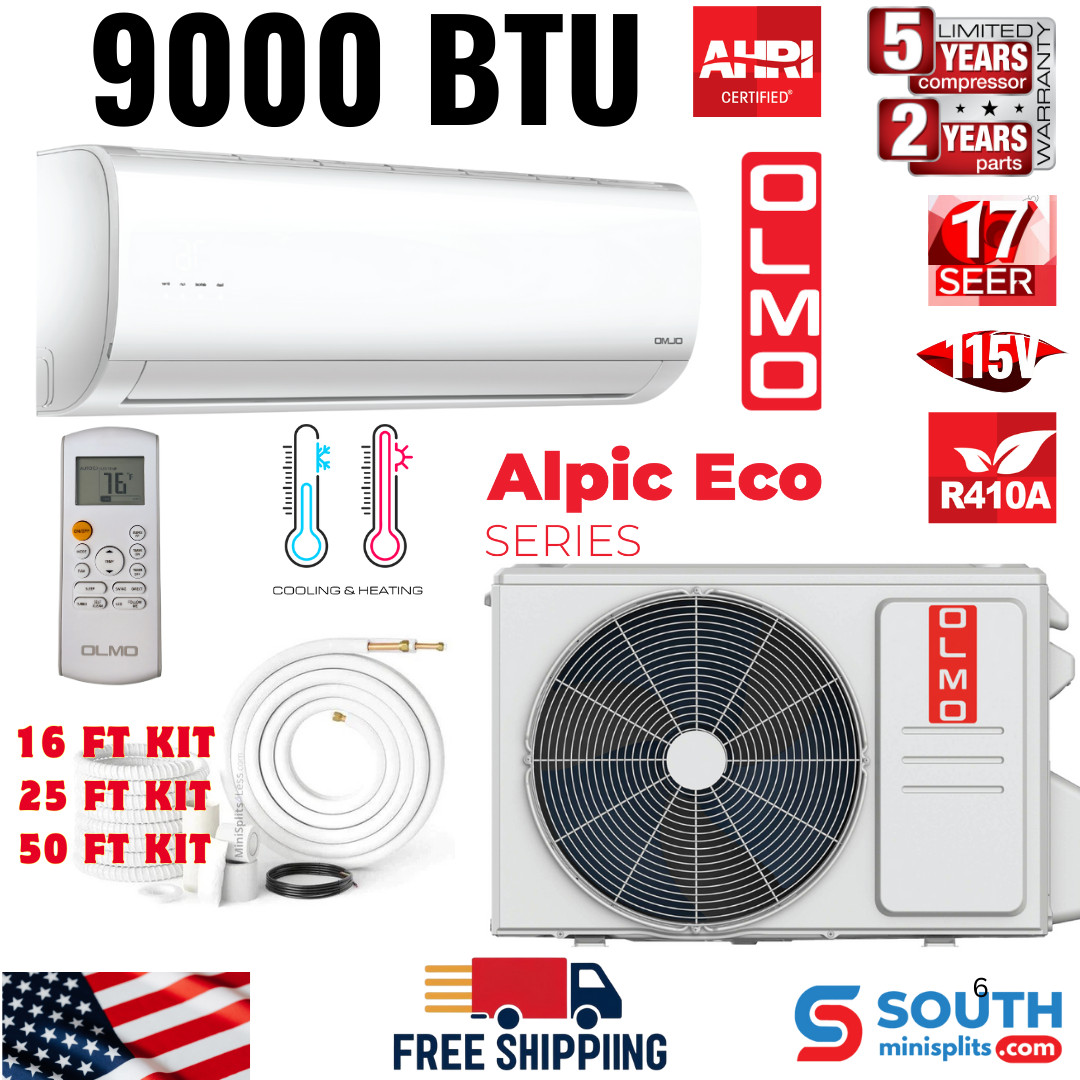 OLMO 9000-24000 BTU Eco Series Single Zone Ductless Mini Split Air Conditioner