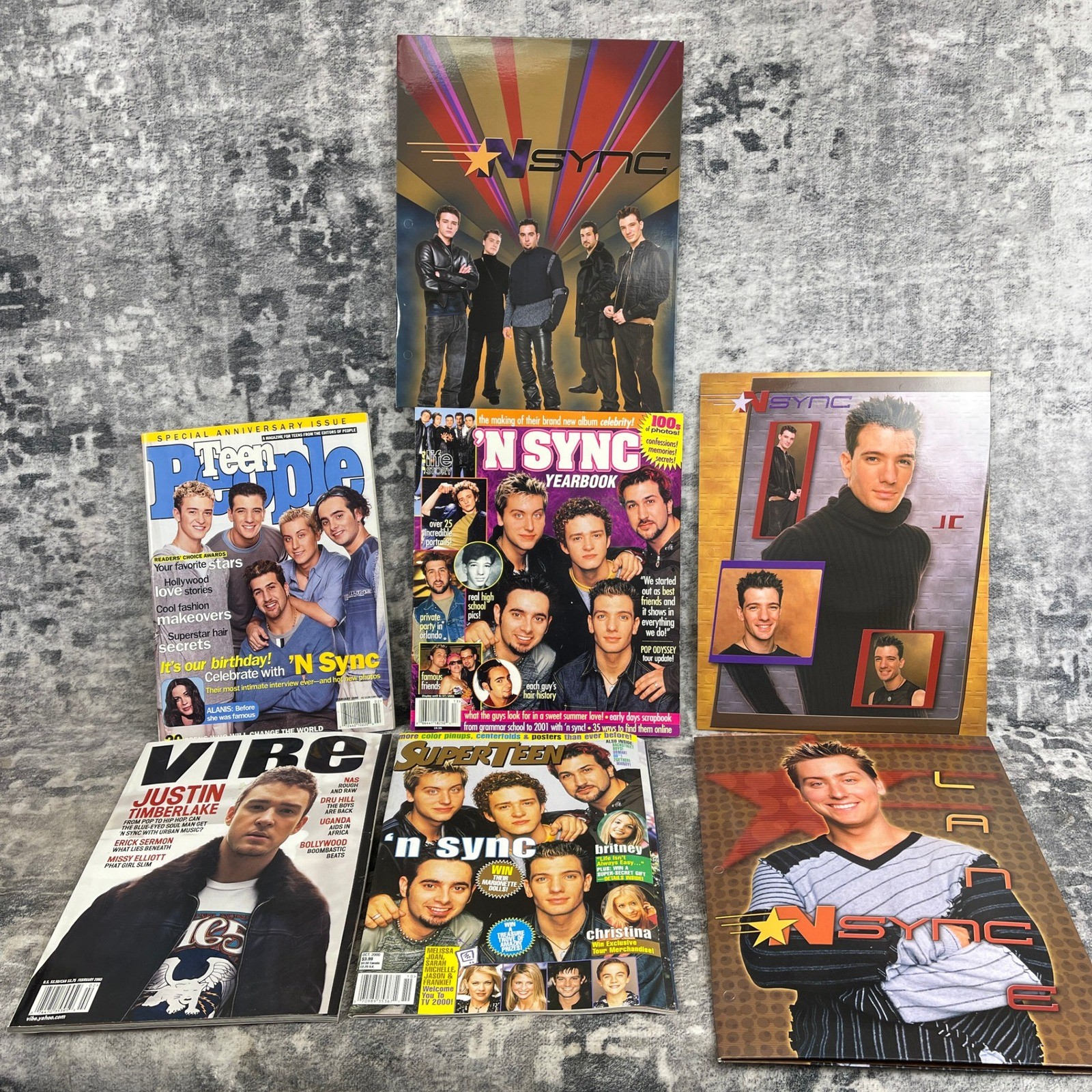 Vtg NSync Justin Timberlake Lot Magazines Folders Posters Y2K Pop Memorabilia