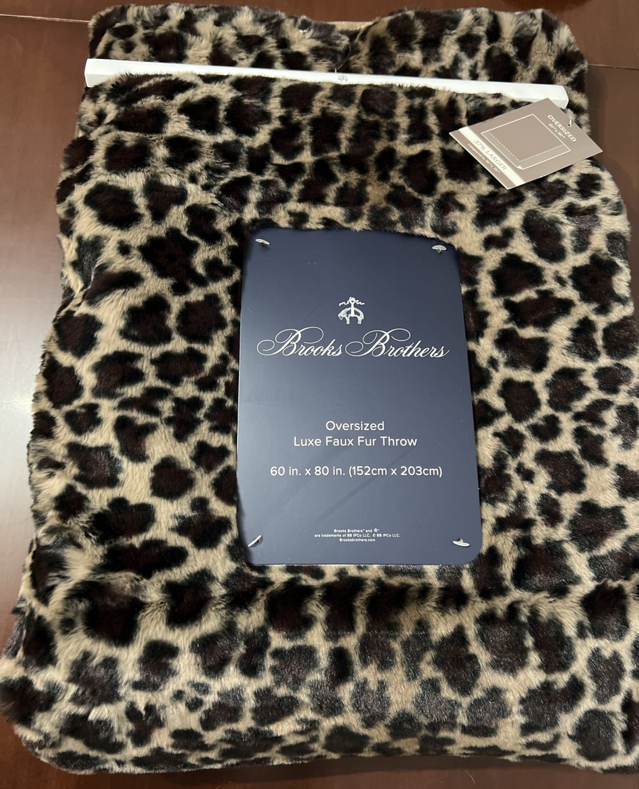 Brooks Brothers Oversized Luxe Faux Fur Throw Blanket 60in X 80in Brown Leopard Brooks Brothers Oversized Luxe Faux Fur Throw Blanket 60in X 80in Brown Leopard