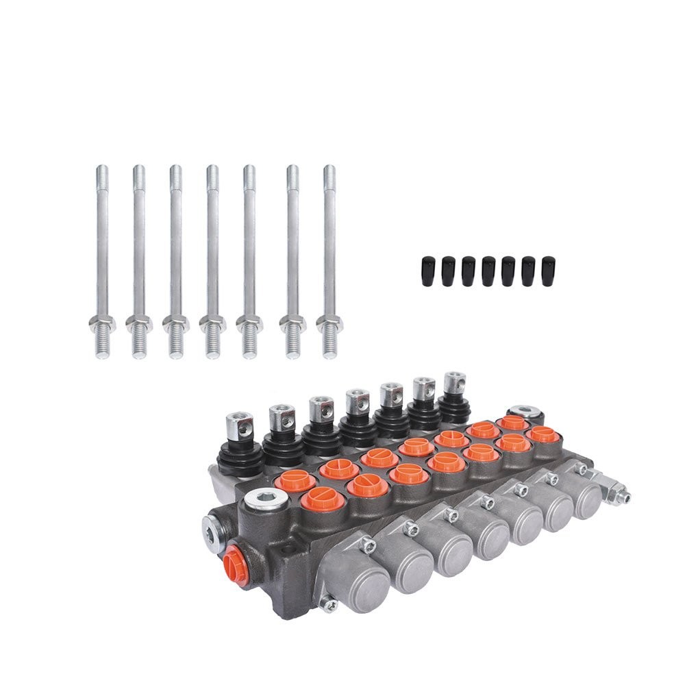 LABLT 11 GPM 7 Spool Hydraulic Monoblock Double Acting Control Valve SAE Ports