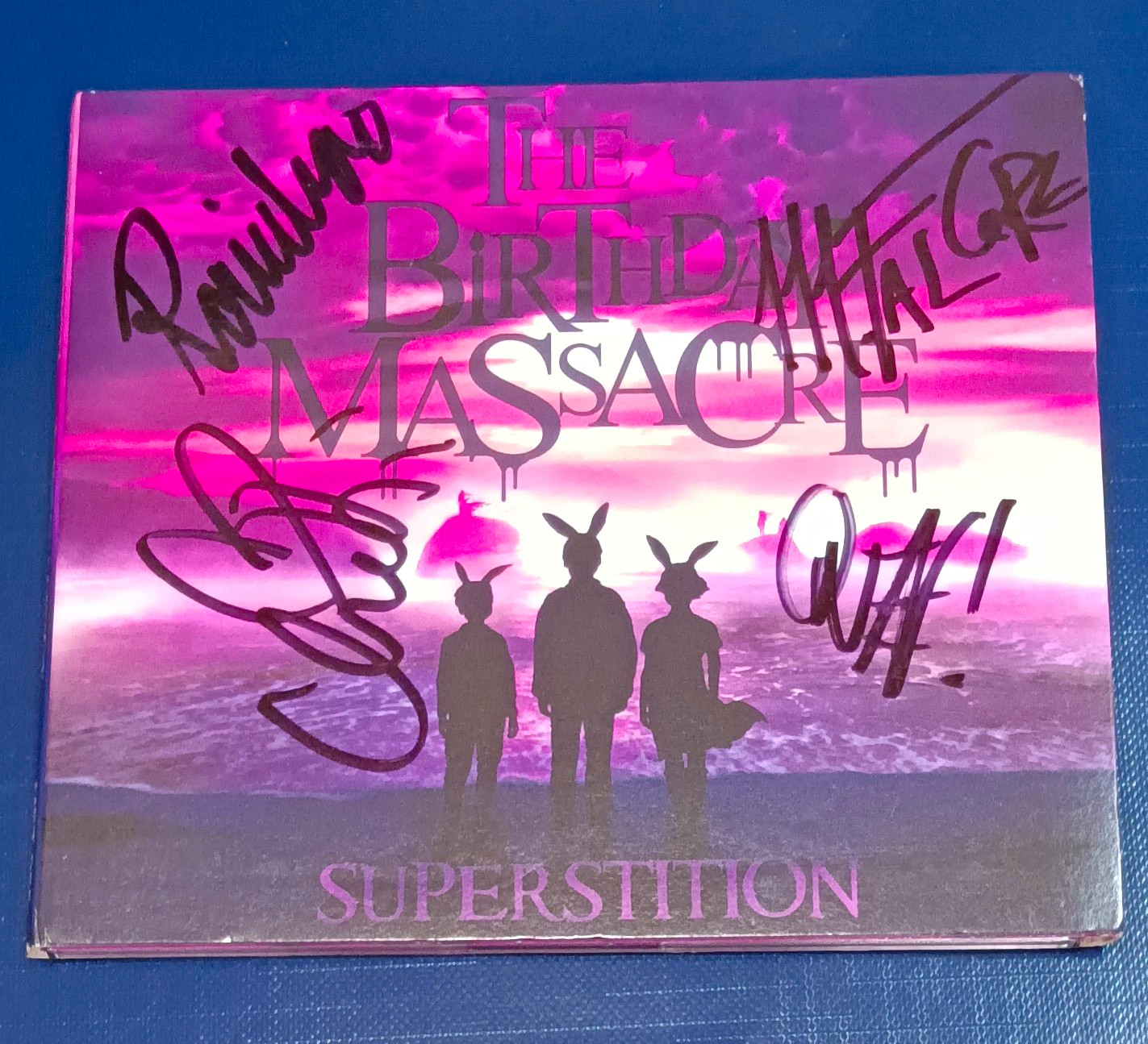 The Birthday Massacre Superstition Signed CD Cover . By All Members.