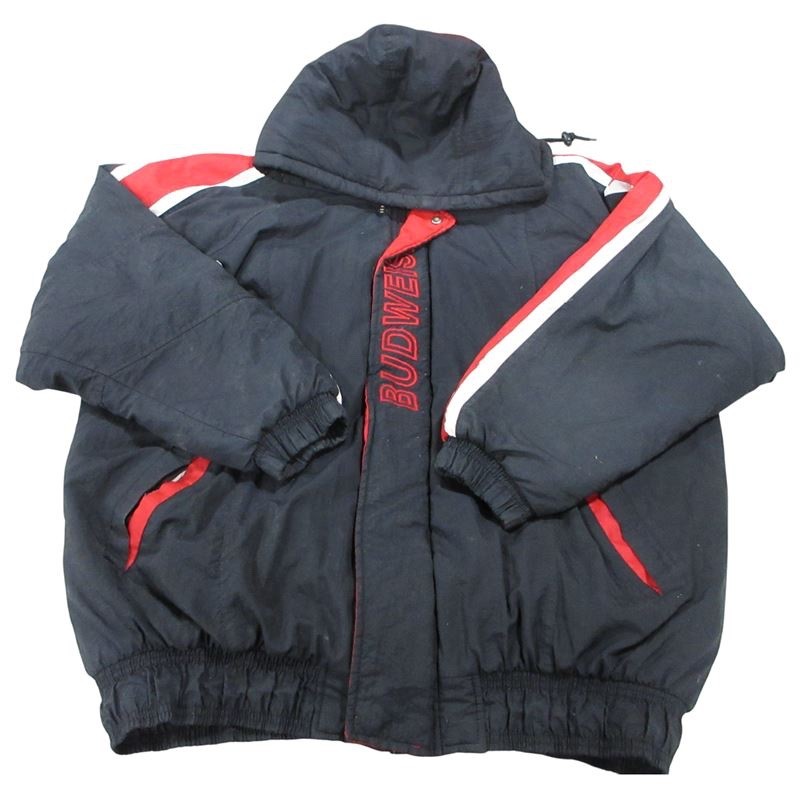VTG 90s Starter Budweiser NFL Pro Line Jacket Mens XL Puffer Parka Big Back Logo