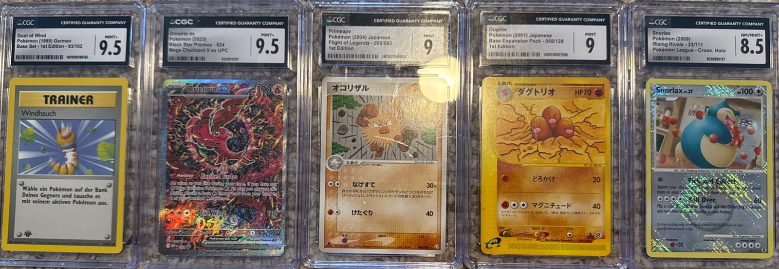 5 Card CGC Pokémon Graded Lot 1st Edition Dugtrio Snorlax Primeape German Base