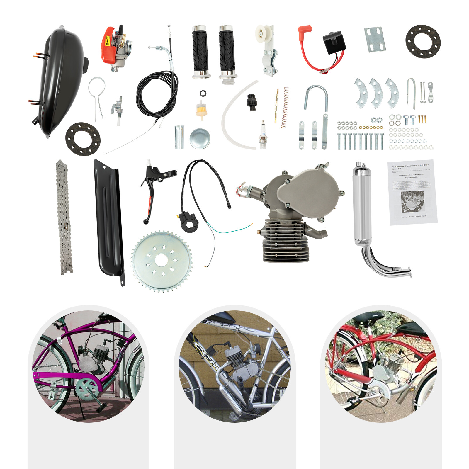 110cc 2-Stroke Gas Engine Kit for Motorized Bicycles - Easy Installation