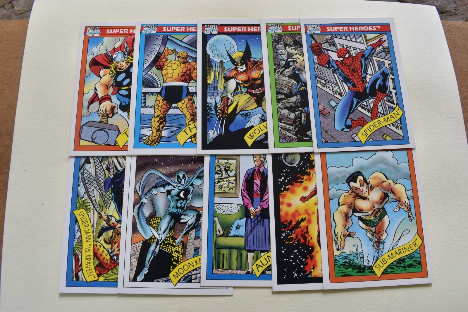 1990 impel marvel universe. SPIDER-MAN, Hulk, Wolverine, Thor, etc. MINT.