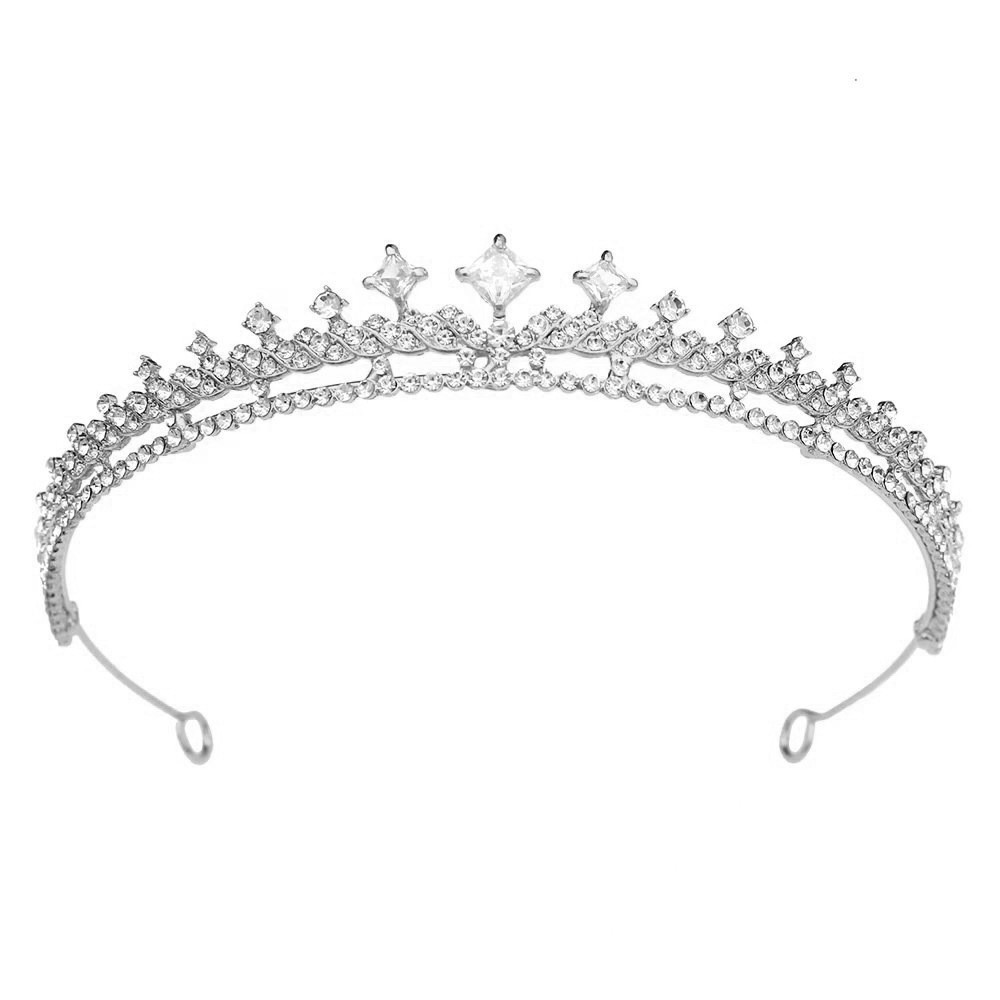 2.5cm Tall Simply Classical Crystal Wedding Queen Princess Tiara Crown For Women