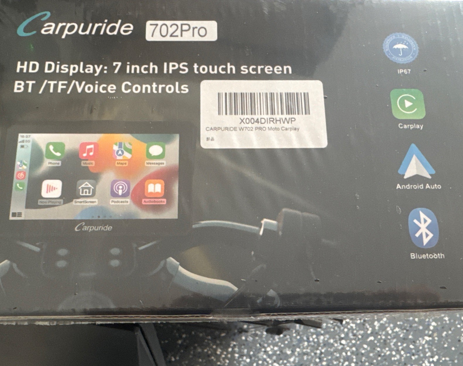 CARPURIDE W702 PRO 7 Portable Motorcycle Stereo for CarPlay Android Auto G1N