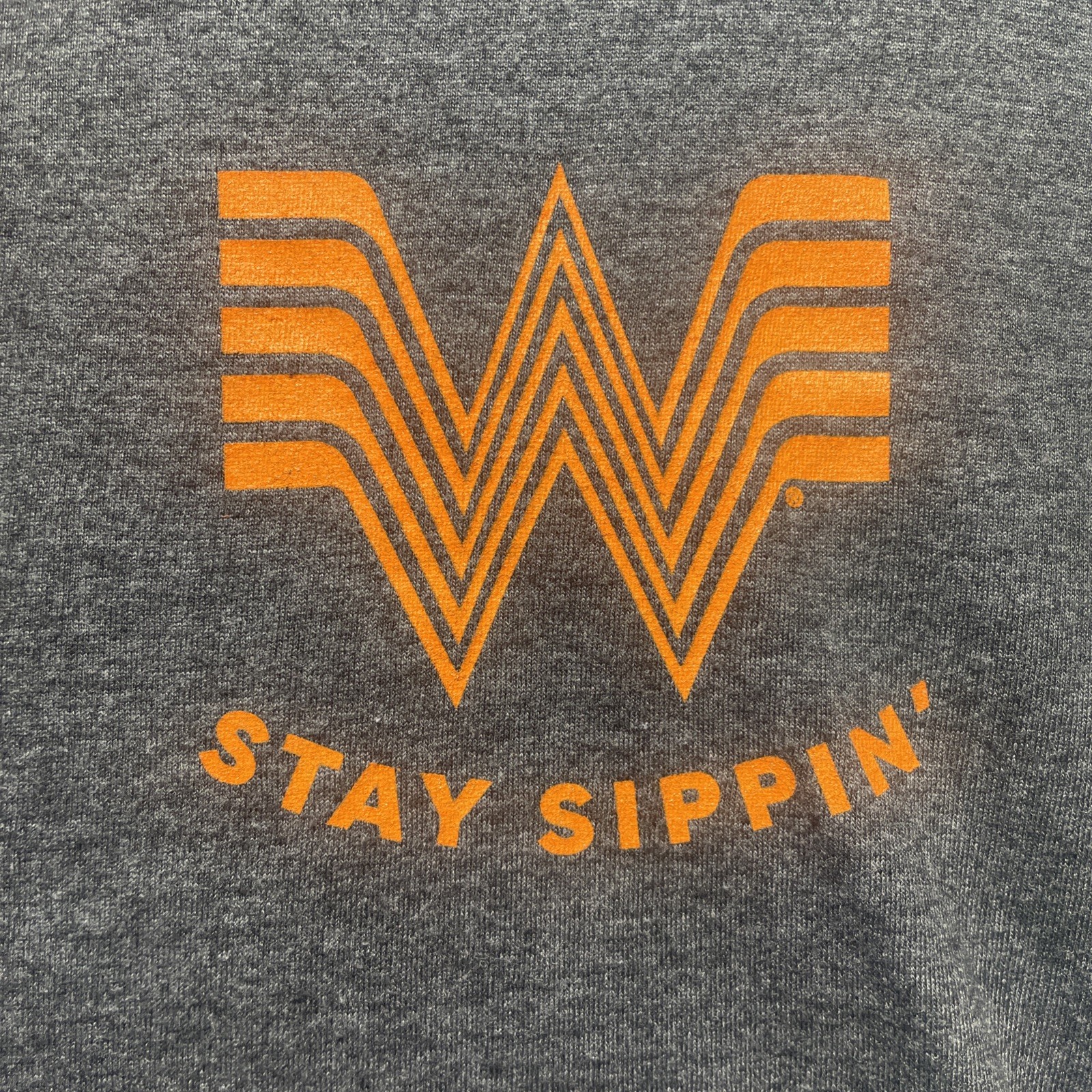 Whataburger T-Shirt Men’s M Dark Gray Logo “Stay Sippin’” Coffee dbl Sided