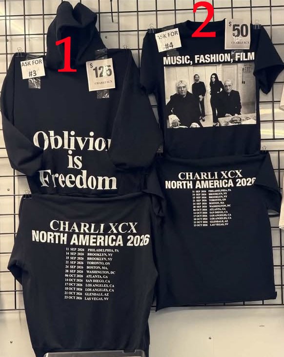 Charli XCX T Shirt North America 2026 Tour Dates Tee, reprint