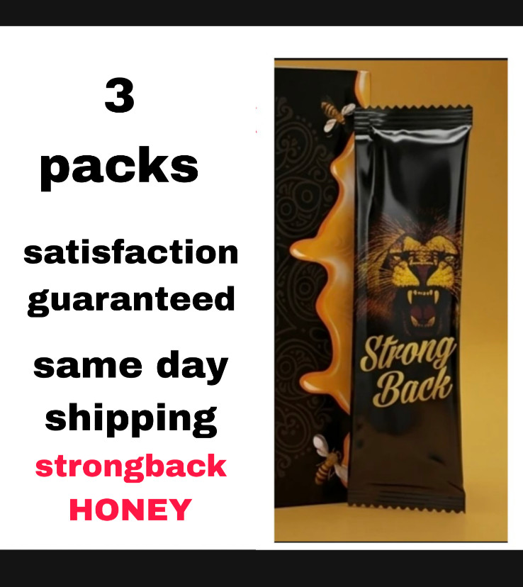 3 Strongback Organic Premium Natural Pure Honey w/ Jelly Bee Pollen Pack of 3
