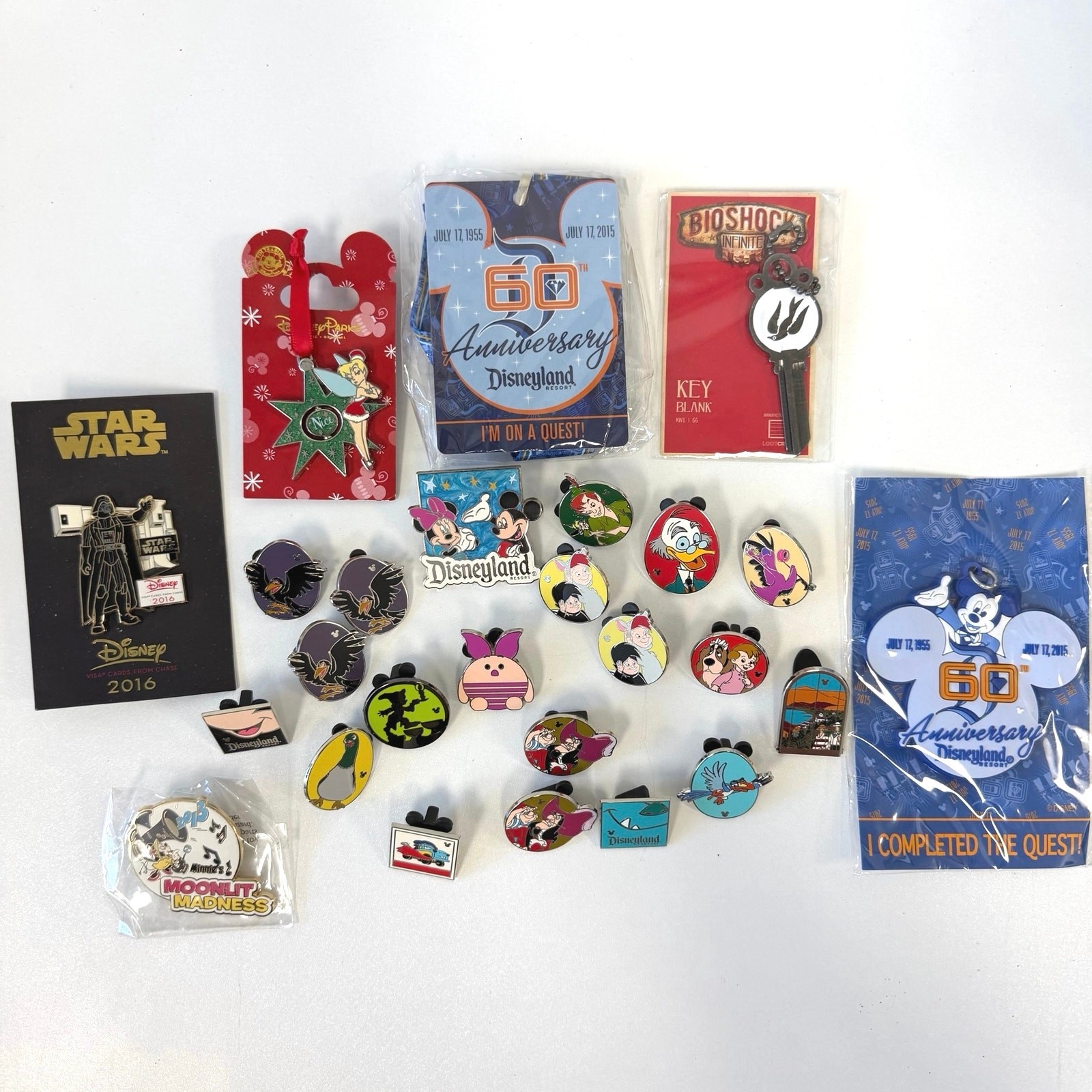 HUGE Disney Pin & Gamer Collector Mystery Lot Disneyland 60th BioShock Infinite