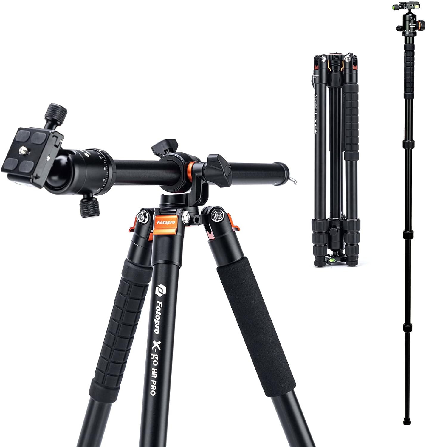 Horizontal Camera Tripod 75 Inch Aluminum 360 Degree Ball Head Quick Release Pla