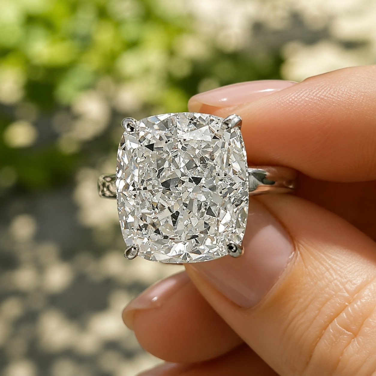IGI 6 Ct Cushion-Cut Lab Grown Diamond Solitaire Wedding Ring 14k White Gold