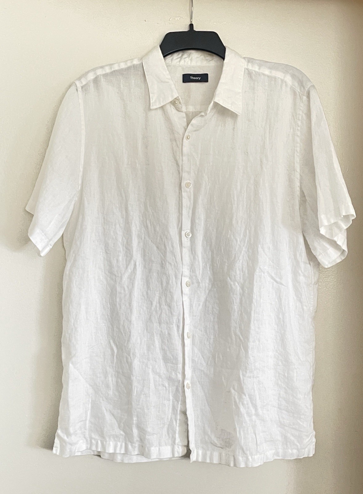 Theory Linen Short Sleeve Shirt Size Medium