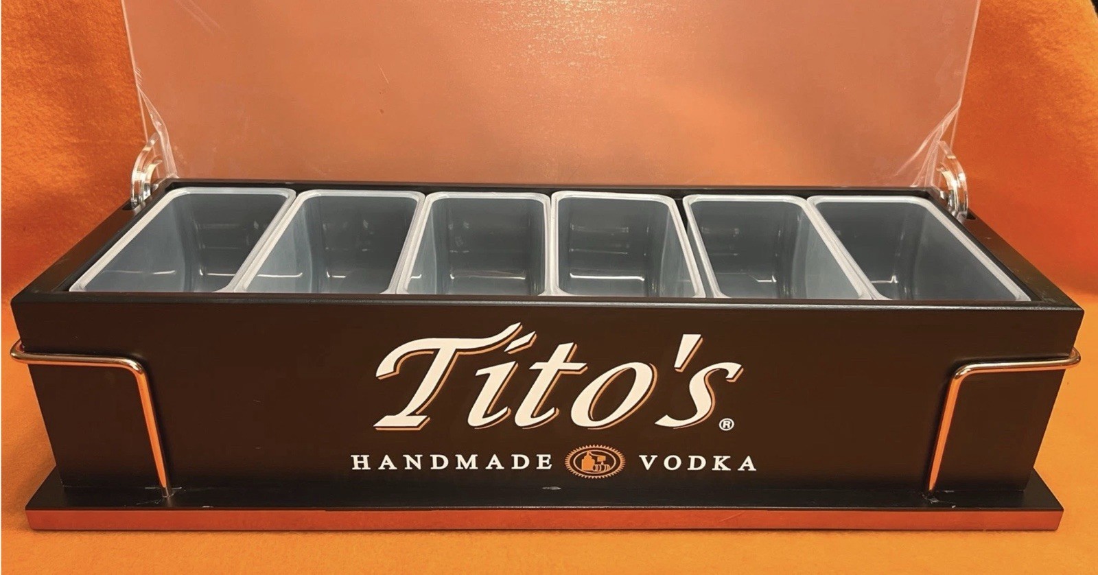 New Titos Handmade Vodka Official Bar Caddy Condiment Garnish Tray 6 Compartment New Titos Handmade Vodka Official Bar Caddy Condiment Garnish Tray 6 Compartment
