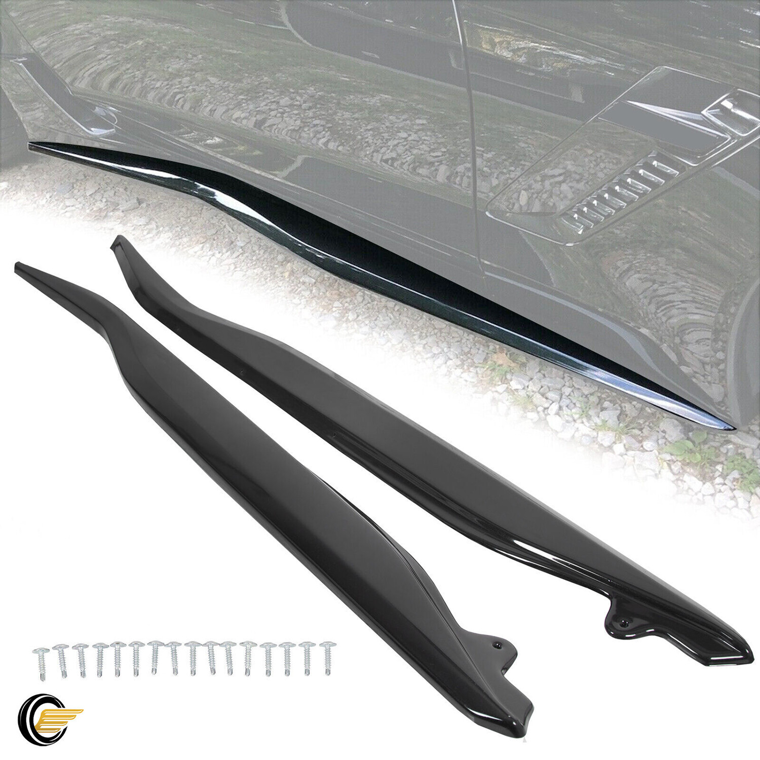 For 2014-2019 Corvette C7 Side Skirt Z06 Style Rocker Panels Gloss Black
