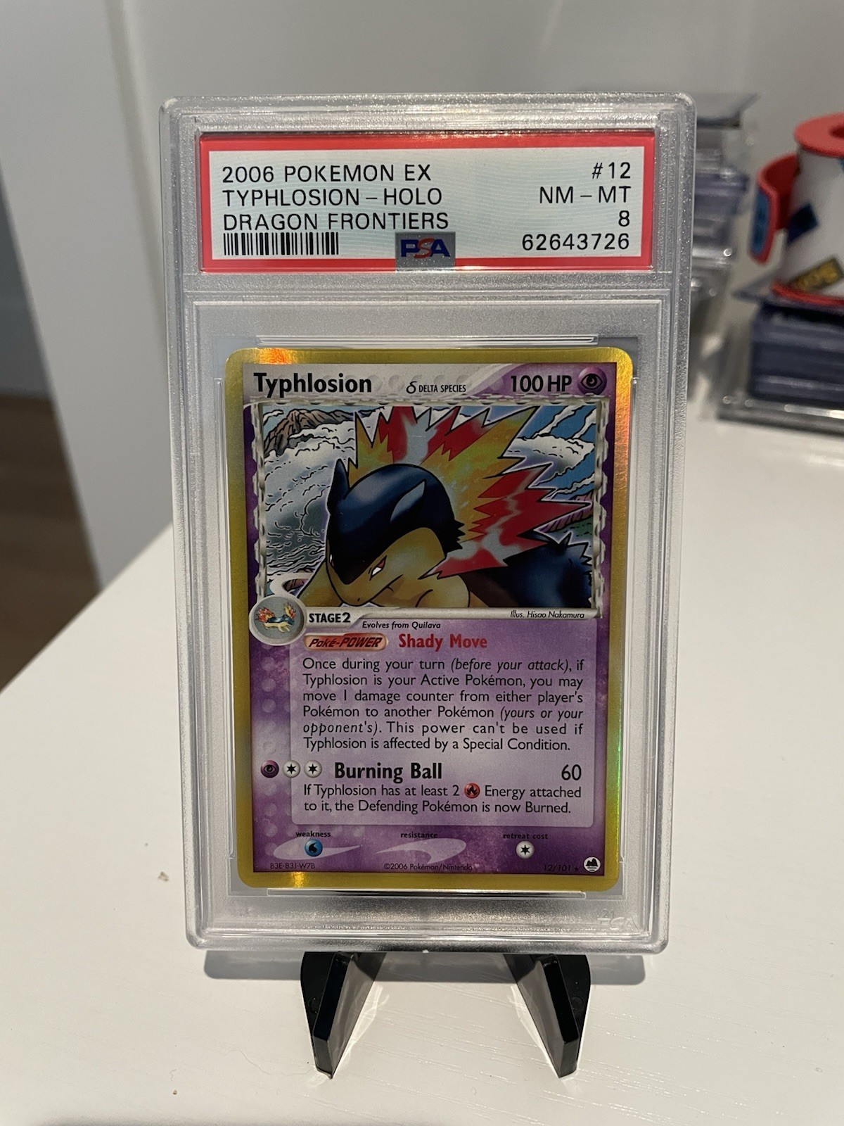 Pokemon Typhlosion Delta Species Holo PSA 8 12/101 EX Dragon Frontiers 2006