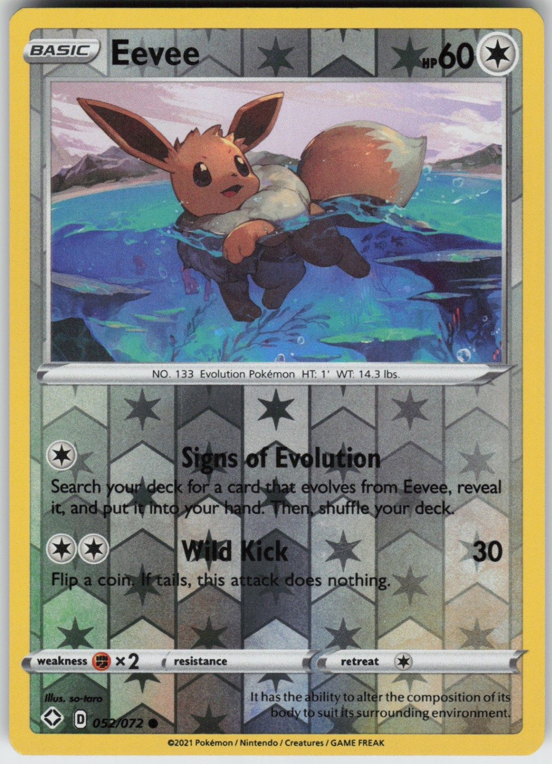 PO-06 Reverse Holo Eevee 052/072 Common Shining Fates PO-06 Reverse Holo Eevee 052/072 Common Shining Fates