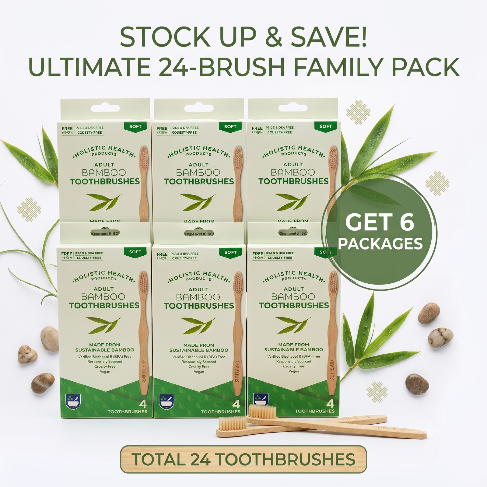 Rite Aid Bamboo Toothbrush 6 Pack (24 Total) Soft Eco Natural Wooden BPA Free Rite Aid Bamboo Toothbrush 6 Pack (24 Total) Soft Eco Natural Wooden BPA Free