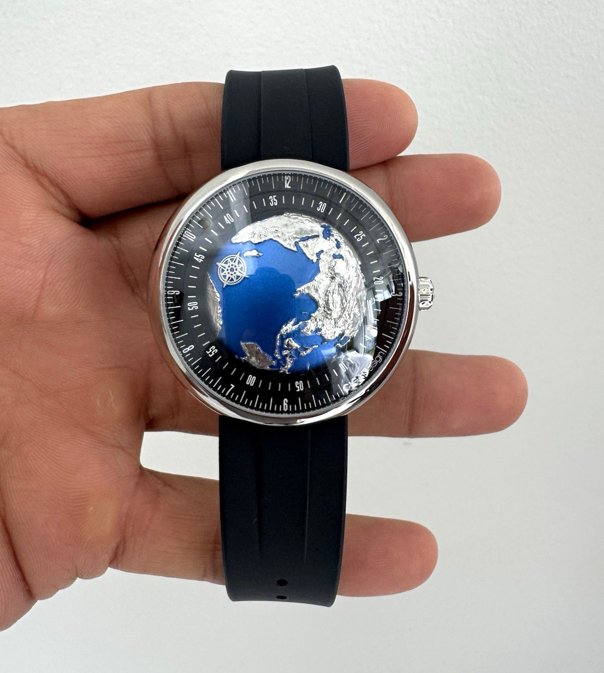 CIGA Design Blue Planet Automatic 46mm Stainless Steel Watch, Black Rubber
