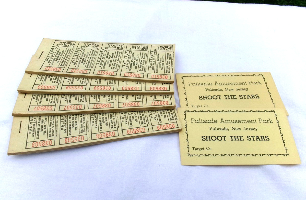 Vintage Lot 180 Tickets Palisades Amusement Park Rides 5¢ + 2 Shoot The Stars Vintage Lot 180 Tickets Palisades Amusement Park Rides 5¢ + 2 Shoot The Stars