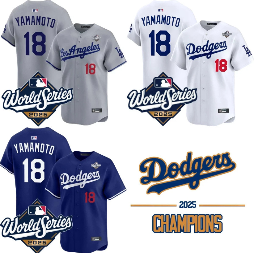 NWT Men's Dodgers #18 Yoshinobu Yamamoto 2025 World Series Stitched Jersey