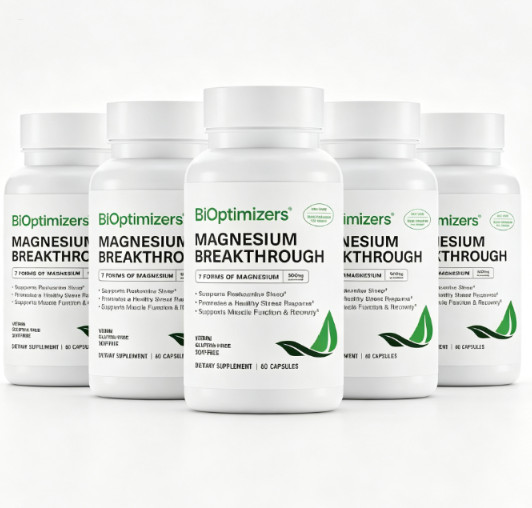5 Pack BiOptimizers Magnesium Breakthrough 60 Capsules 7 Forms Vegan Soy-Free
