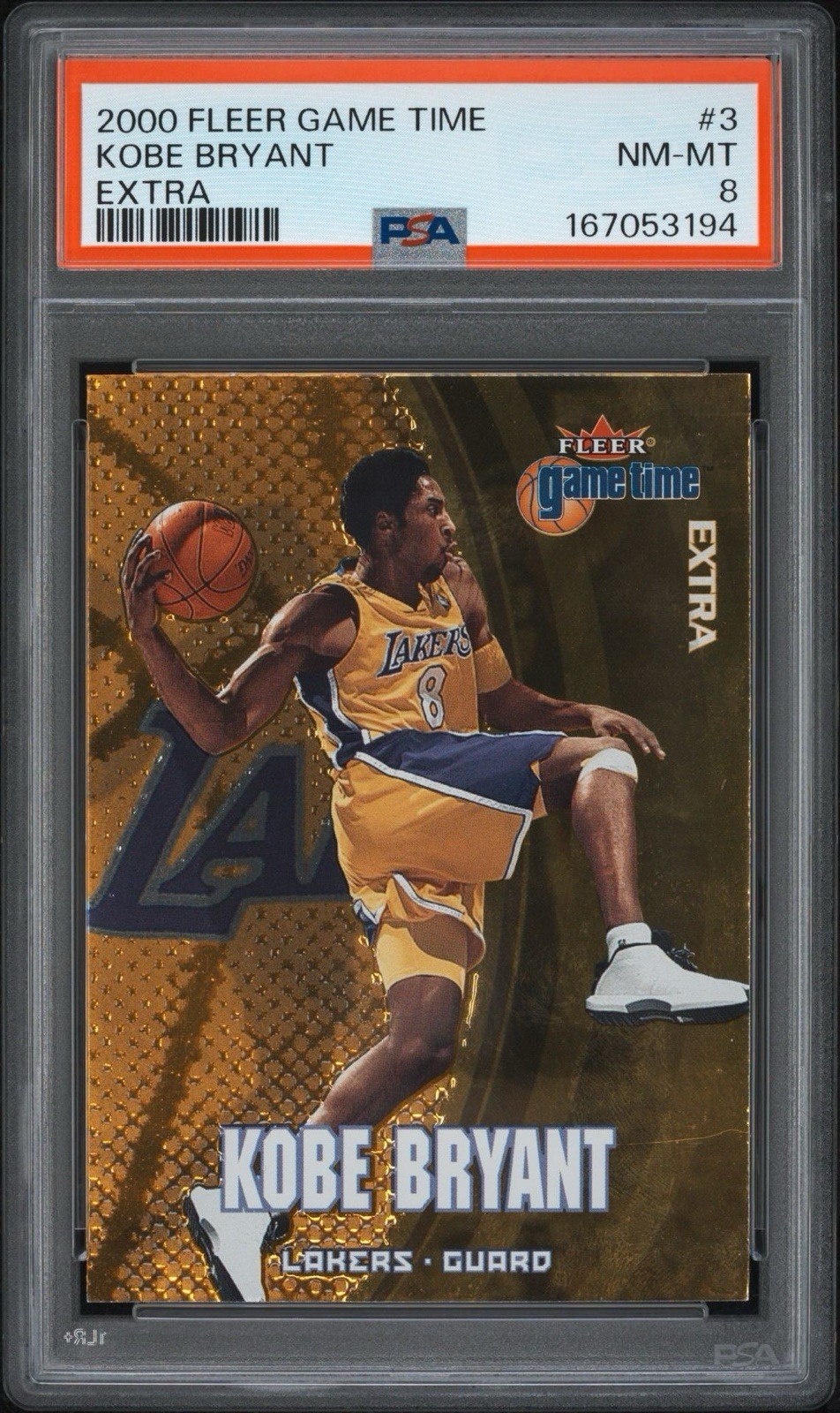 Kobe Bryant 2000-01 Fleer Game Time Extra Gold #3 PSA 8 NR MINT Lakers HOF