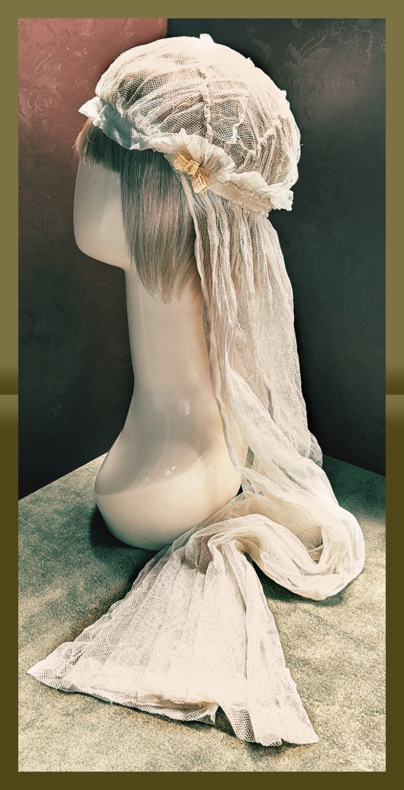Antique 1920s Style Ivory Juliet Cap Bridal Veil Boudoir Cap Wedding Headpiece