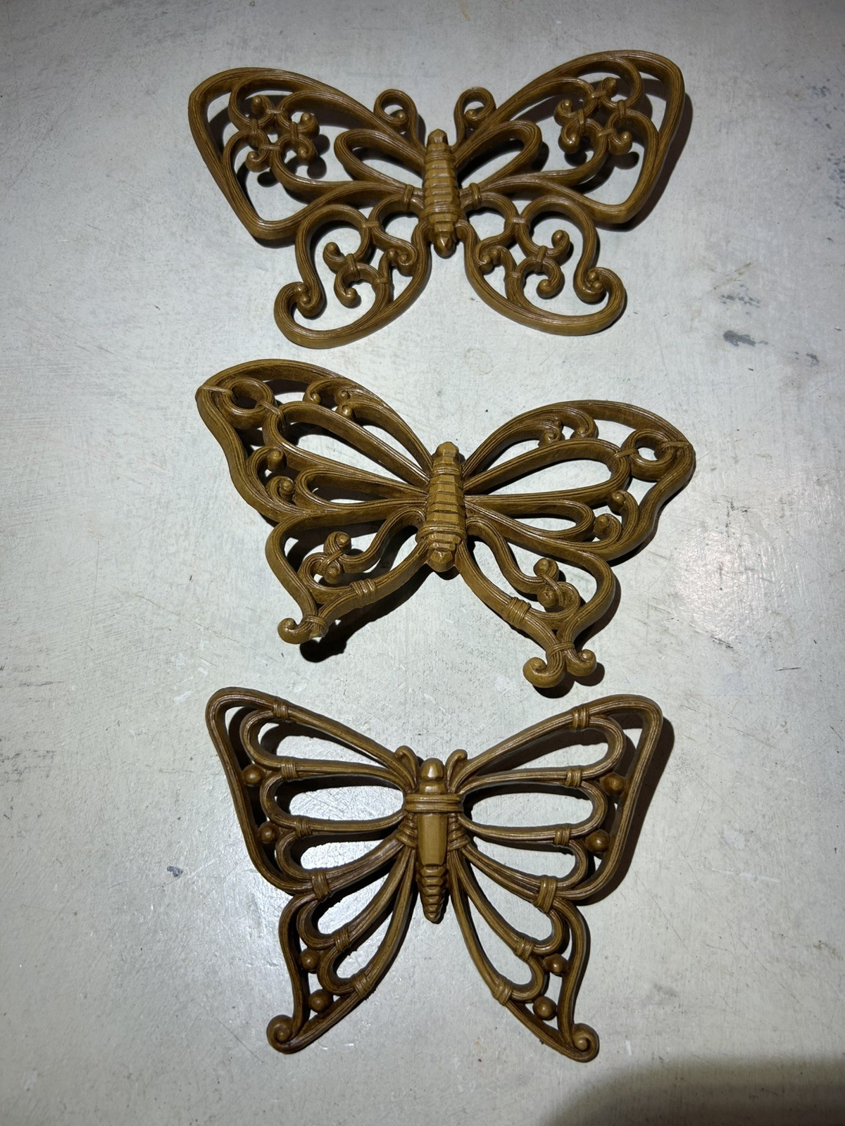 Vintage Homco Butterflies with Wall Hangers Set of 3 Faux Wicker Brown Vintage Homco Butterflies with Wall Hangers Set of 3 Faux Wicker Brown