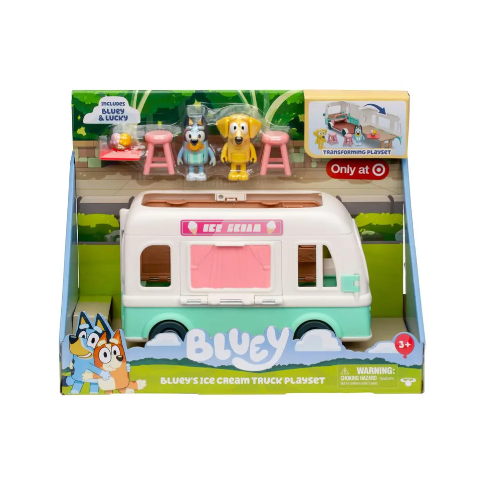 Bluey\'s Ice Cream Truck Playset Bluey & Lucky Figures Exclusive Transforming Toy Bluey\'s Ice Cream Truck Playset Bluey & Lucky Figures Exclusive Transforming Toy