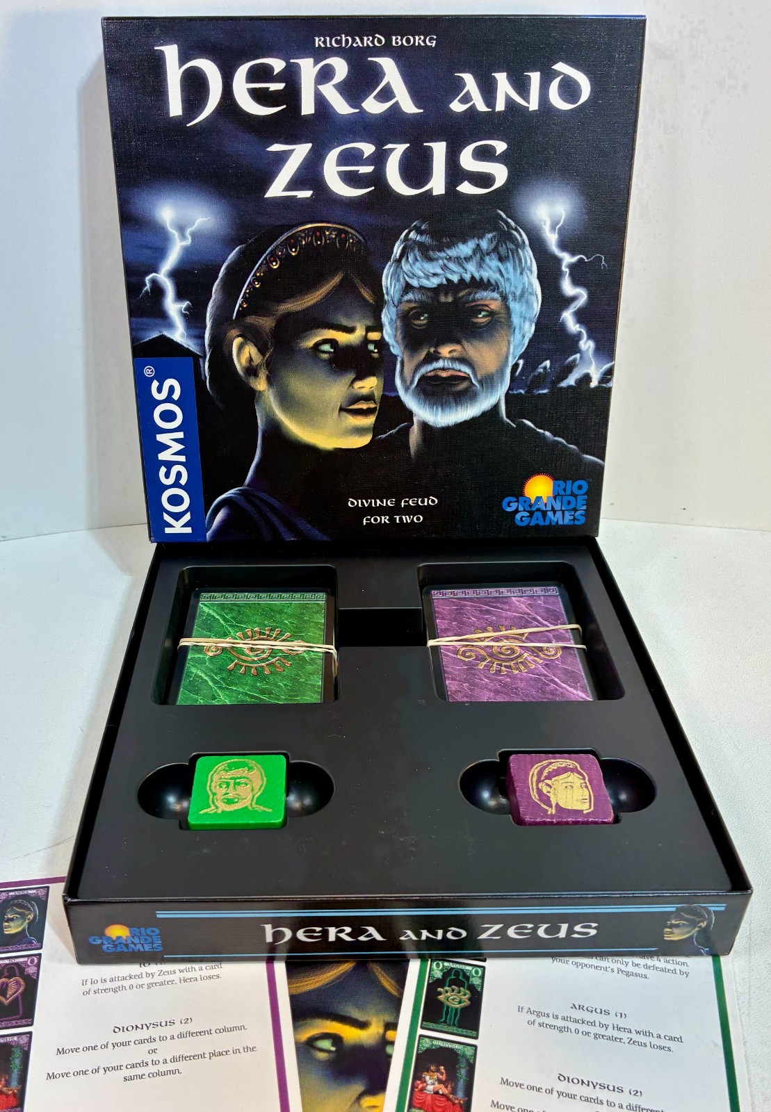 HERA & ZEUS Divine Feud 2 Player Strategy Board Card Game KOSMOS RIO GRANDE 2000