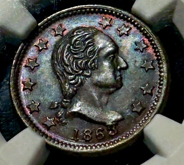 1863 Civil War Token F-110/442 A Rare High Grade MS-66 Blue Toning Best On eBay