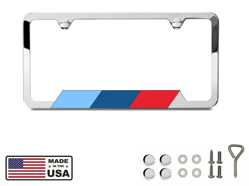 One M-Stripe Chrome License Plate Frame for BMW, High-grade 304 Stainless Steel